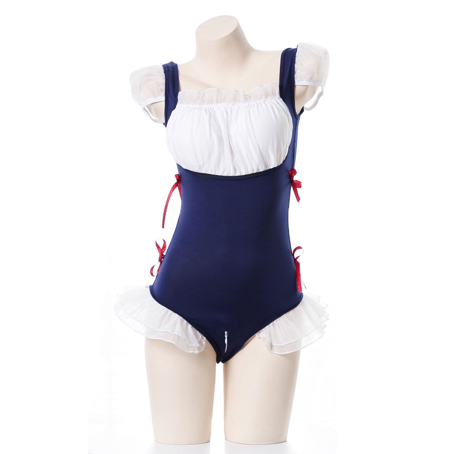 Lotus Leaf One-Piece Open Crotch Free Seductive Princess Maid Uniform Suit