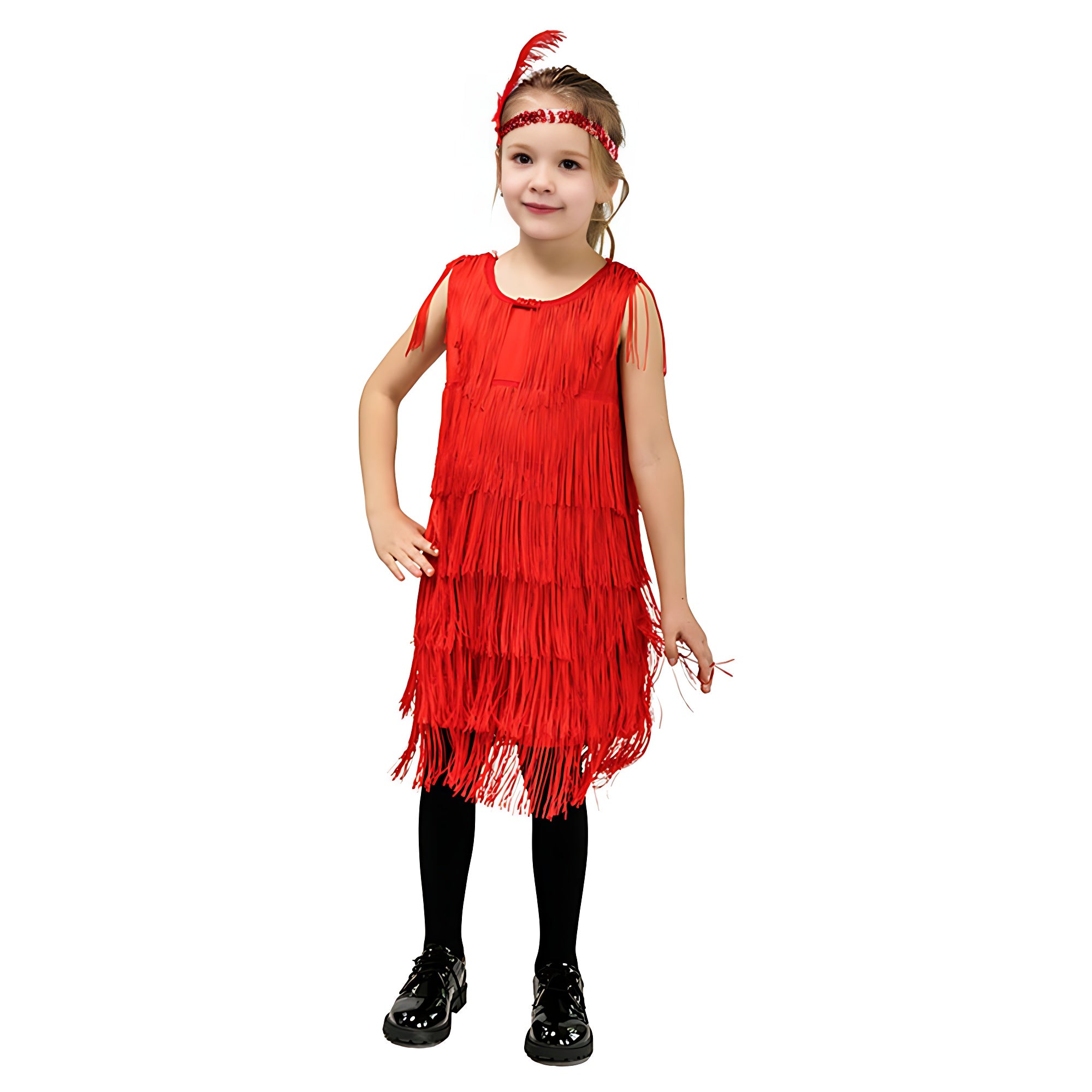 1920s Kids girls Retro Latin dance Party costume tassel Dress
