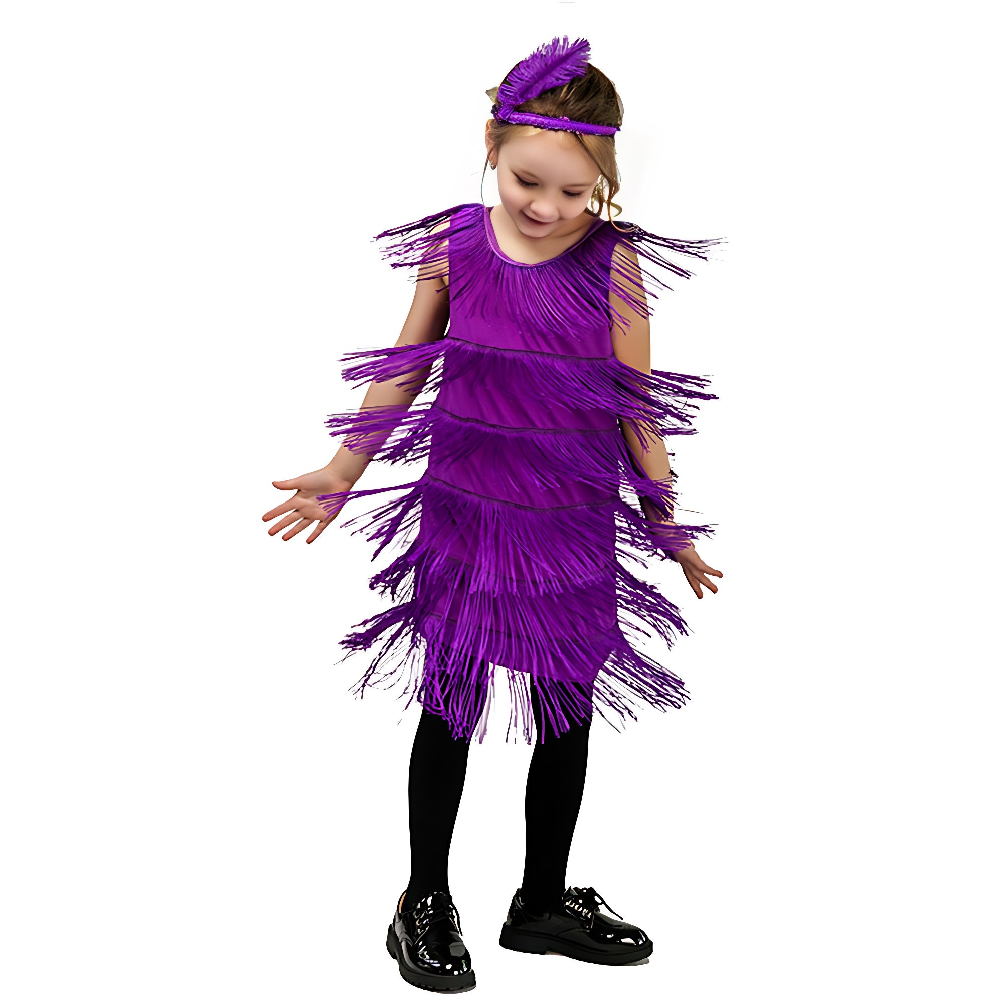 1920s Kids girls Retro Latin dance Party costume tassel Dress