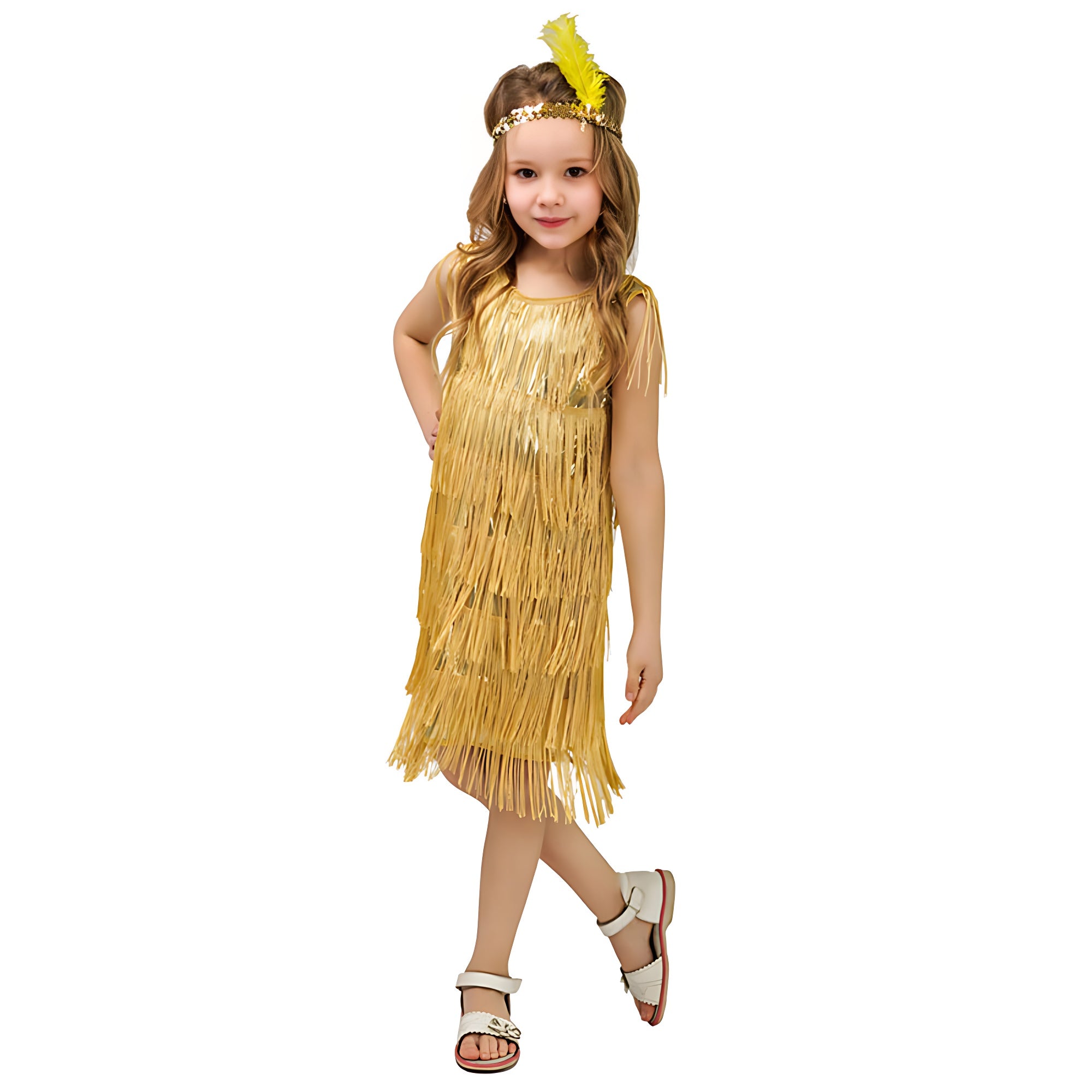 1920s Kids girls Retro Latin dance Party costume tassel Dress