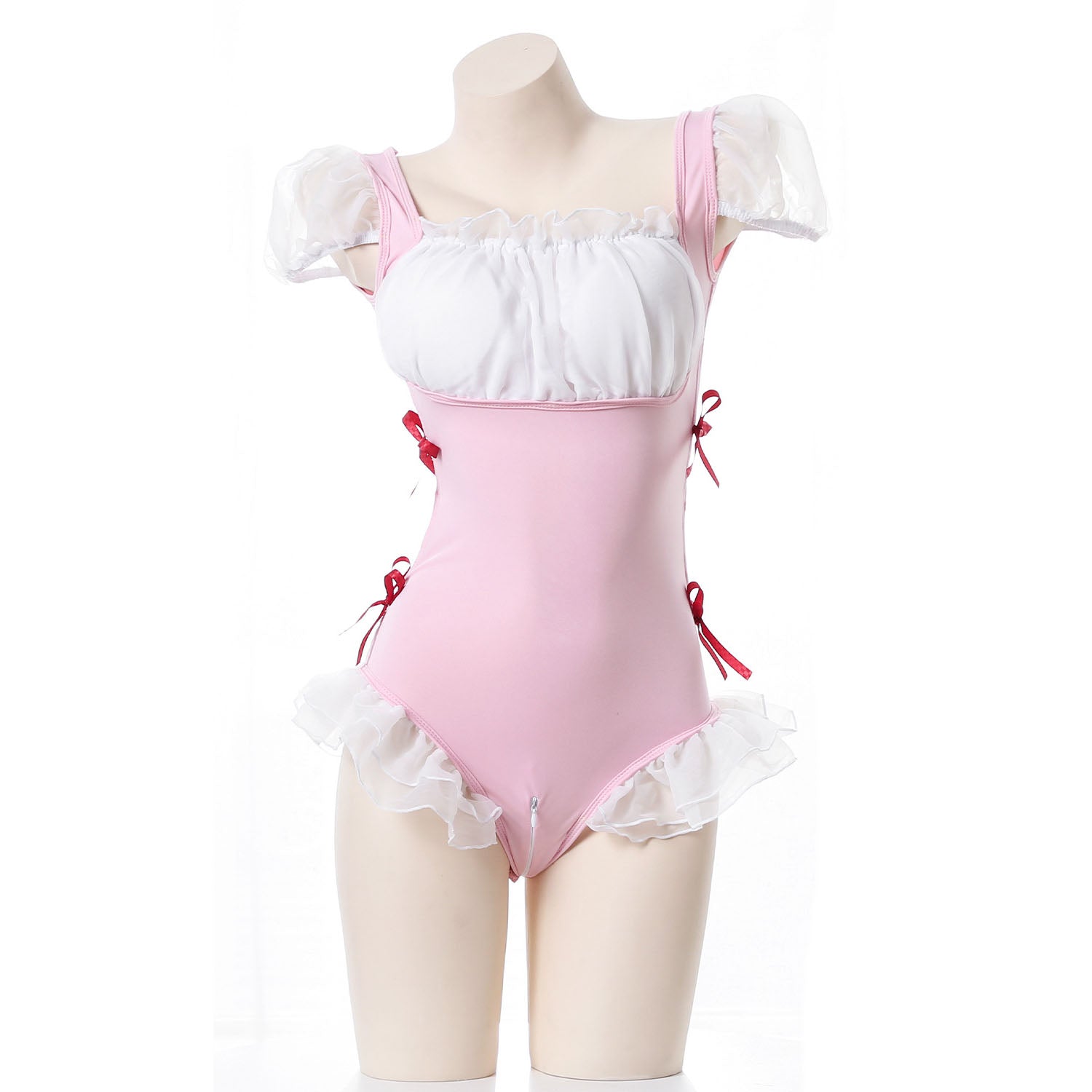 Lotus Leaf One-Piece Open Crotch Free Seductive Princess Maid Uniform Suit