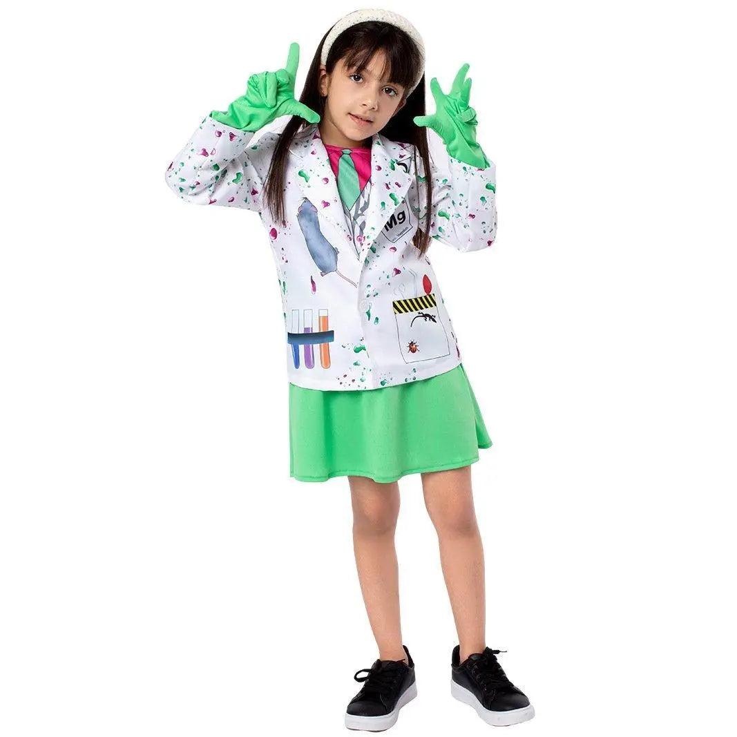 Kids Scientist Halloween Costume Funny Role Play Outfit for Girls' Stage Performances - Pajamasbuy
